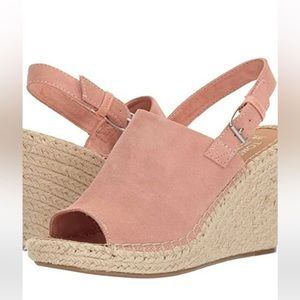 Toms Womens Monica Peep Toe Casual Platform Sandals Bloom Suede